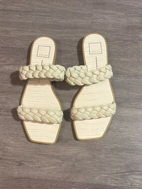 Dolce Vita Braided Double-Strap Slide Sandals in Cream